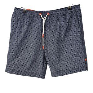 SWIMS Mens Fiordo Board Shorts, Swimming Shorts, Blue Pattern, 6" Size Small